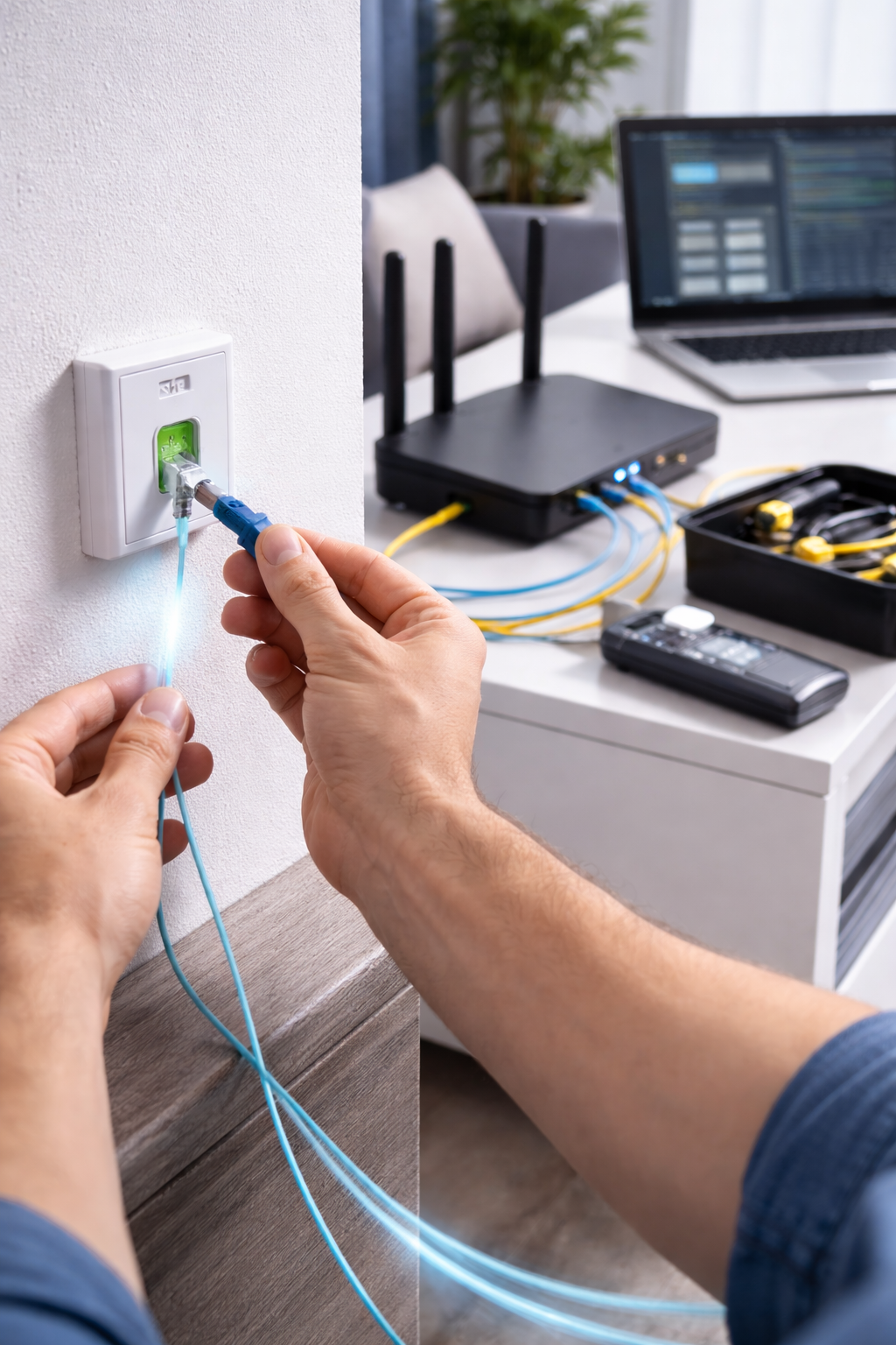 FTTH Glasfaserverkabelung und Netzwerktechnik